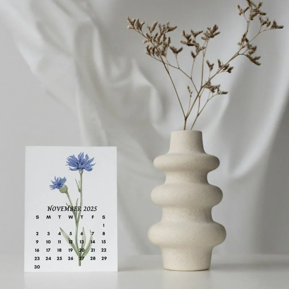 NEW 2025 Floral Watercolors Desk Calendar Cards - 5x7 Calendar Card Refills